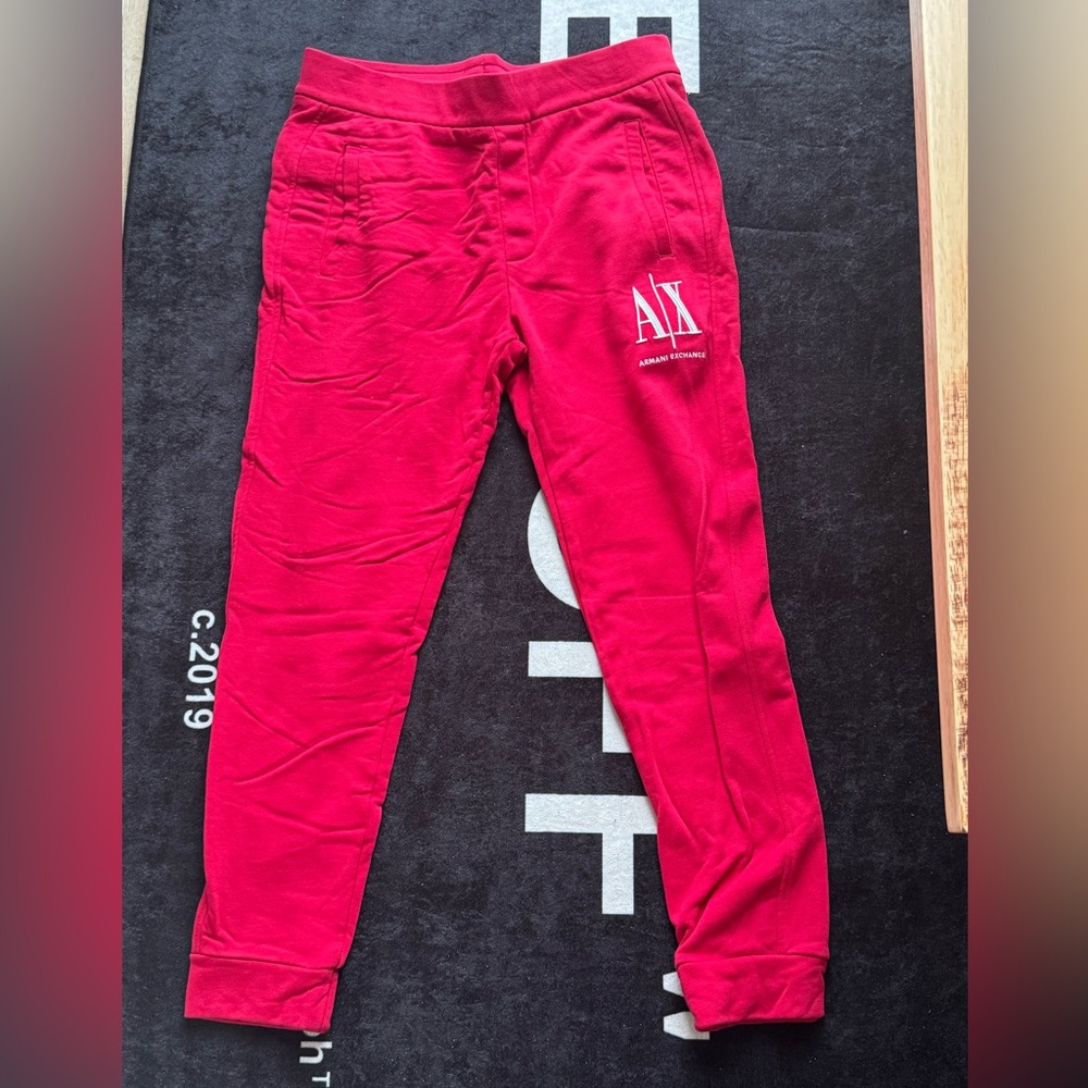 Armani Exchange Red Joggers Relaxed Fit Cotton Blend